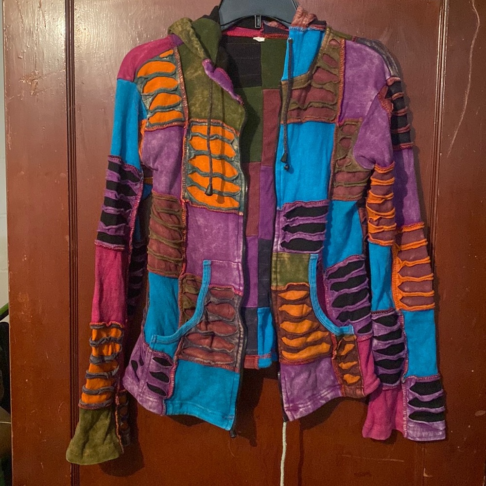 Patchwork hippy festival hoodie